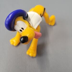 Pluto Toy Figure Hard Plastic Disney Dog Hat Slightly Posable 2.5" Tall